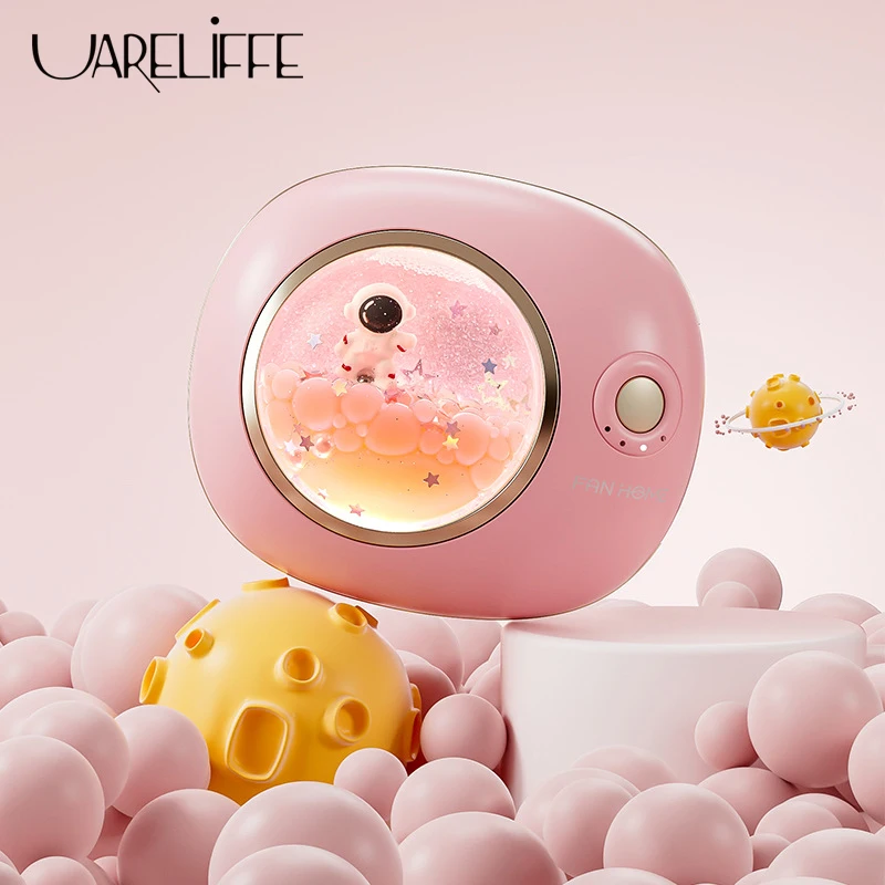 

Uareliffe Cartoon Hand Warmer With Night Light Heating Pad USB Rechargeable Power Band Pocket Electric Heater Winter Girl Gift
