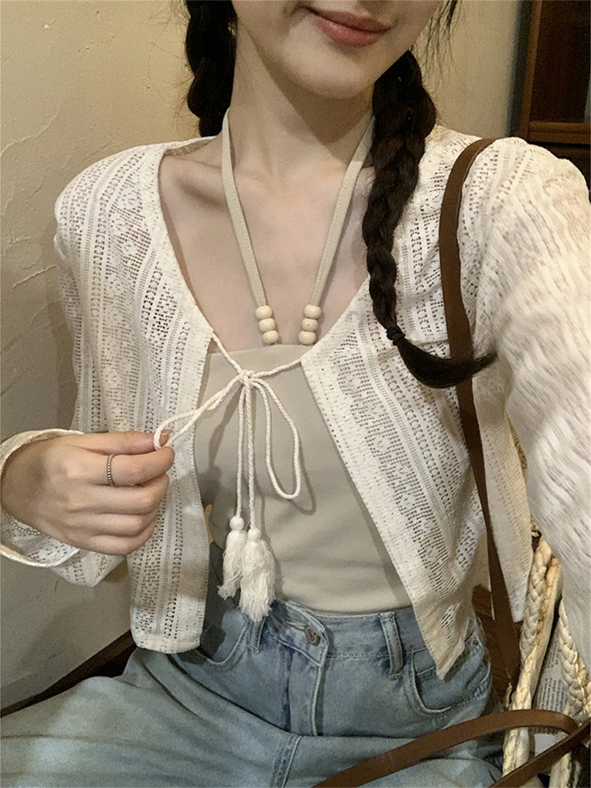 

Женский кардиган в стиле ретро, новый весенне-летний японский кардиган из двух предметов, дизайнерская модель