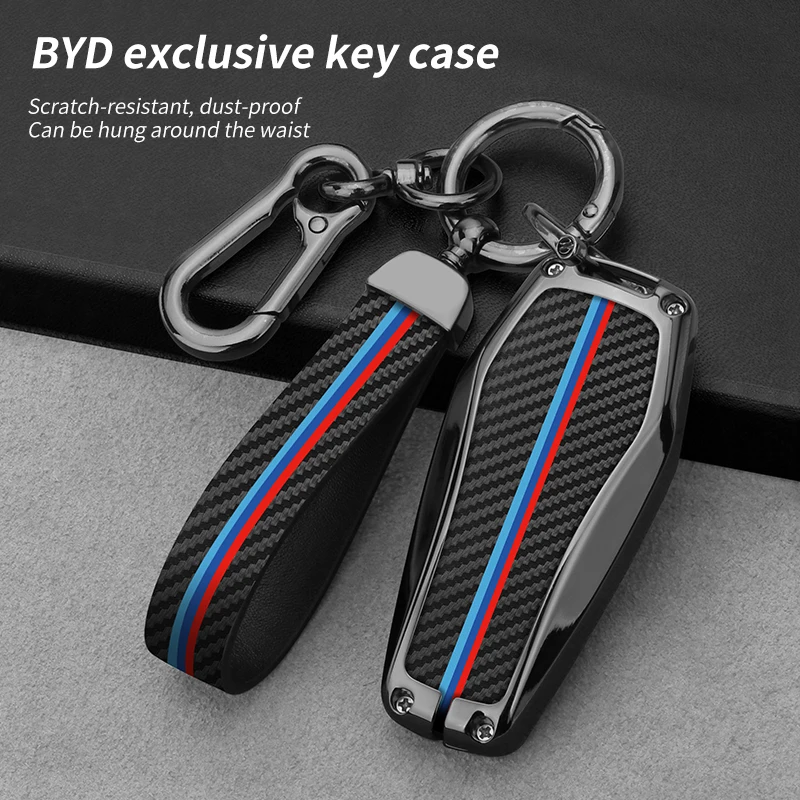 

Carbon Fiber Pattern Car Key Case Metal Protect Cover Shell For BYD Han Ev Tang Dm/Qin PLUS/Song Pro/MAX/Yuan Auto Accessories