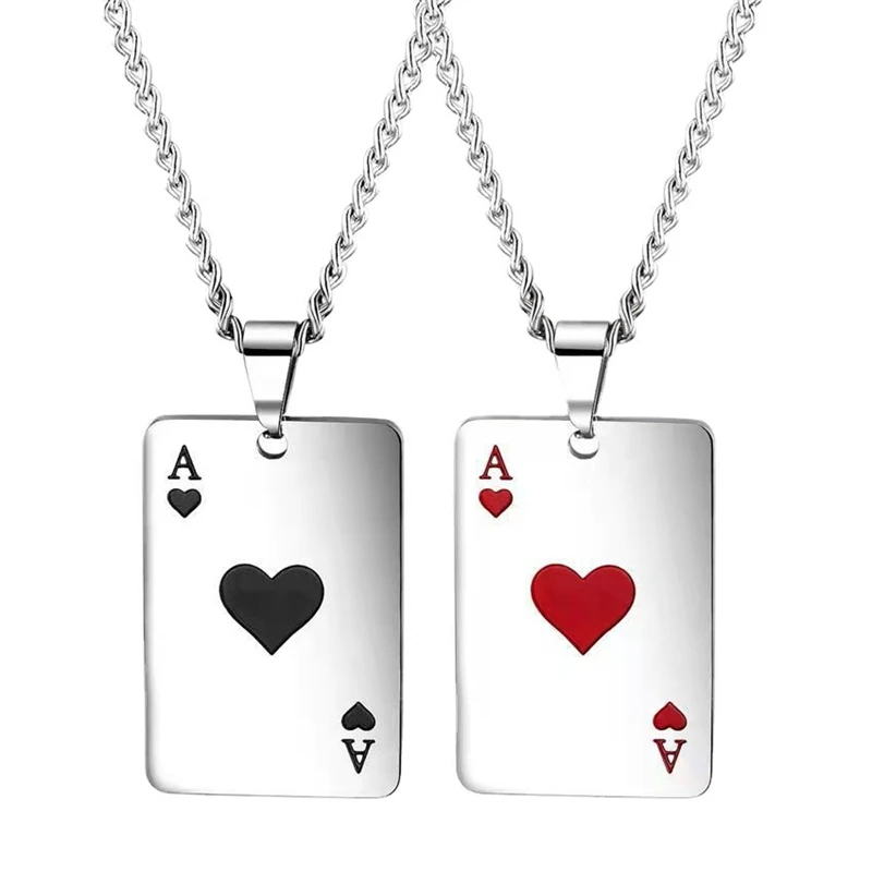 

Rap Hip Hop Cool Playing Card Necklace For Men Pendant Spades A Stainless Steel Necklaces Rap Party Men Accessories Girl Jewelry