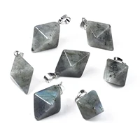 10pcs natural blue spot jasper stone bicone shape pendant charms for jewelry making diy necklace accessories