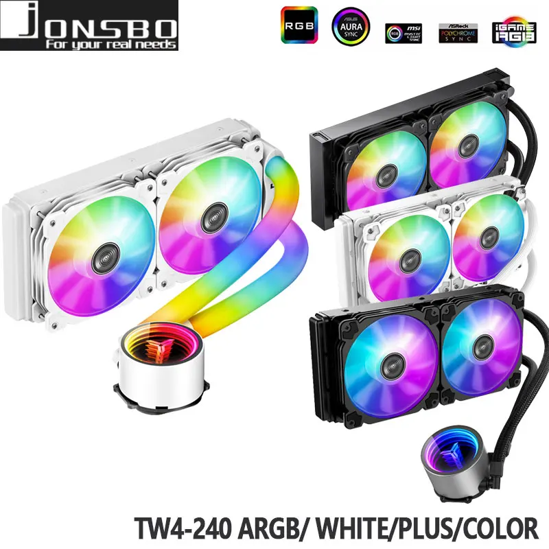 Jonsb SHADOW TW4-240 ARGB PLUS Cpu Cooling Controllable 120mm 3 Fans Mirror ARGB Pu0mp CPU Liquid Cooler LGA 1200 115X 1700 AM5