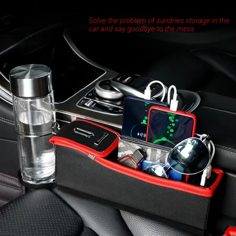 

Car Seat Crevice Storage Box Cup Drink Holder Organizer Auto Gap Pocket Stowing Tidying for Pad Phone Card Coin Case