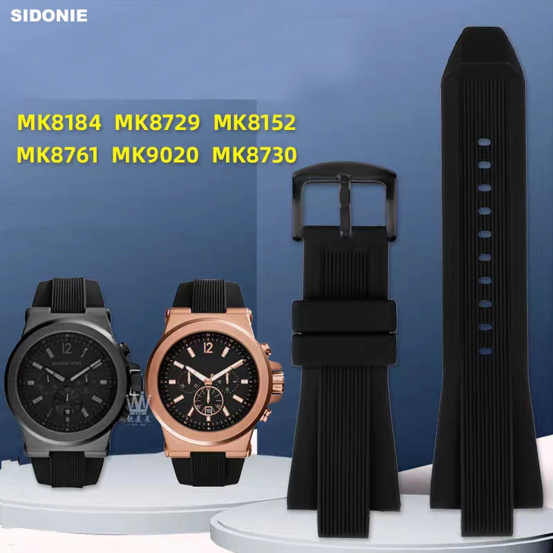 

High quality Rubber Watch Strap For Michael Kors MK9019 MK8295 MK8492 MK9020 Men's Silicone strap Watchbands 29-13mm
