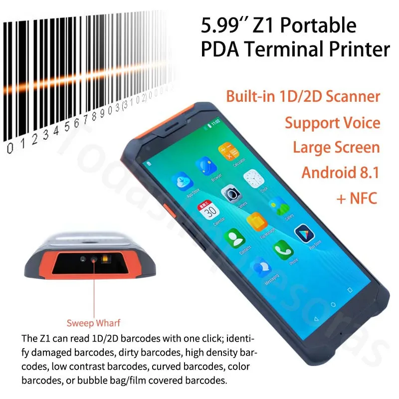 

Новый портативный терминальный принтер Z1 PDA на Android Портативный коллектор данных 1d лазерный 2d QR сканер штрих-кодов WIFI 4G встроенные NFC устройс...