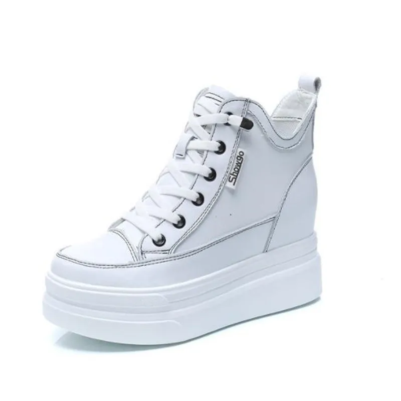 

Кроссовки женские на высокой платформе, повседневные, увеличивающие рост, обувь для тренировок, толстая подошва 8 см, белые