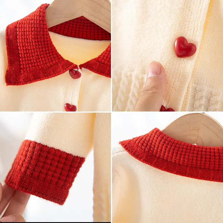 

Свитер-кардиган с отложным воротником, однобортный, с длинными рукавами