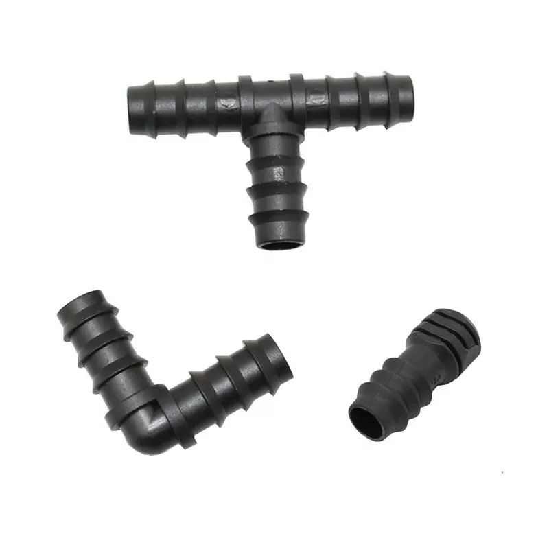 

Garden hose tee water splitter elbow plug End 16mm hose 3-way garden irrigation barbed drip irrigation fittings 5pcs