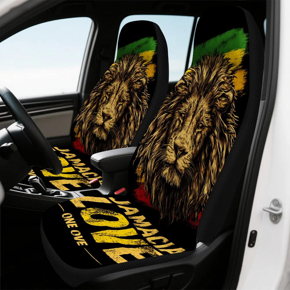 Фото Набор из 2 чехлов на автомобильные сиденья с тематикой Jamaica Lion Pride — стильный и высококачественный полный комплект, подходящий для большинства автомобилей, с функцией №5