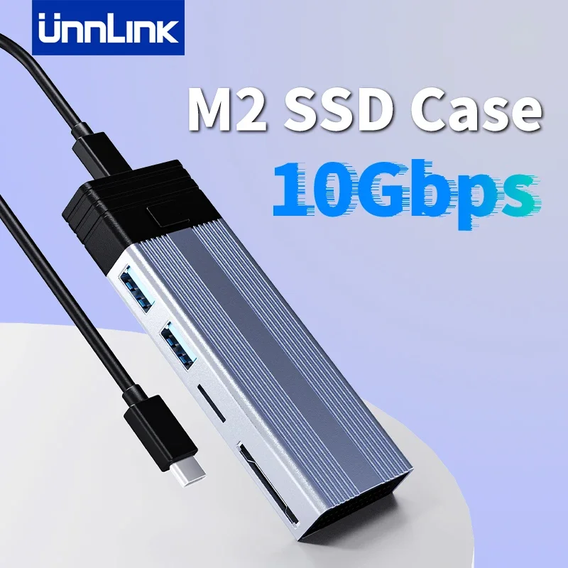 

Unnlink M2 SSD Case 10Gbps Dual Protocol NVMe/NGFF Adapter Disk Box SSD USB3.0 TF SD to Type-C Hub New Upgrade