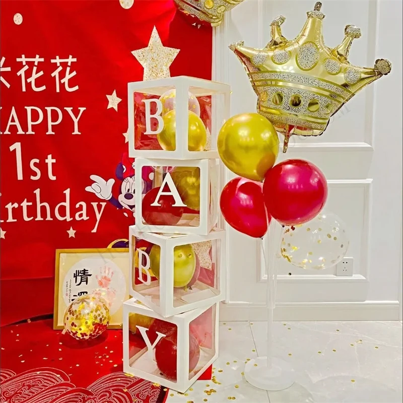 

Customize Letter Transparent Name Baby Shower Balloon Box 1st Birthday Party Decoration Kids Boy Girls Christening Wedding Decor
