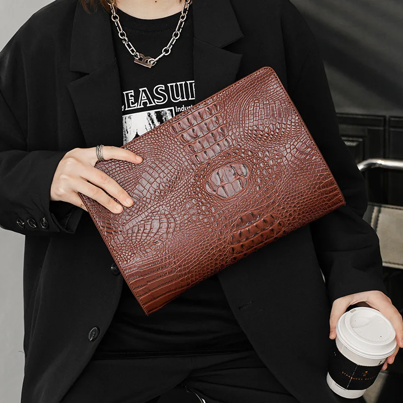 Business Crocodile Pattern Men and Women Clutch Bag Korean Luxury Envelope iPad Bag High Capacity File Clutch Bag For Male