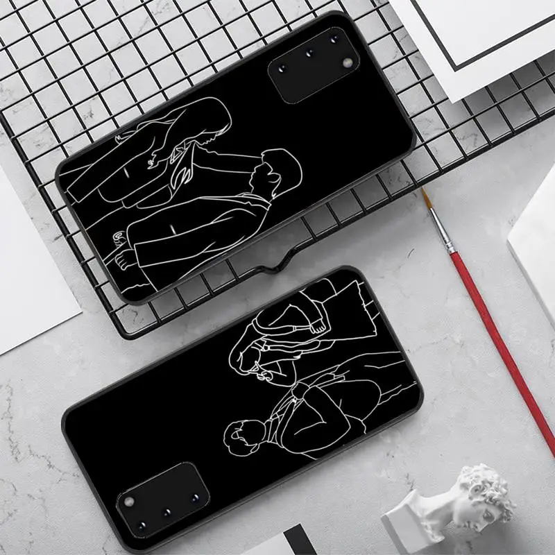 

FHNBLJ Abstract Couple Line Drawing Phone Case for Samsung S20 lite S21 S10 S9 plus for Redmi Note8 9pro for Huawei Y6 cover