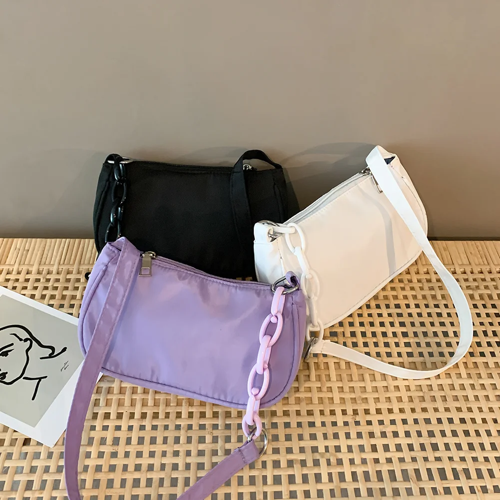 

Повседневные Нейлоновые женские сумки через плечо, простые однотонные маленькие сумочки с верхней ручкой, женские модные сумки через плечо, сумки-тоуты