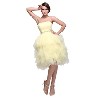 ladies sleeveless backless yellow tulle skirt princess dress prom gift beaded sparkling cute sweet elegant banquet dress 2022