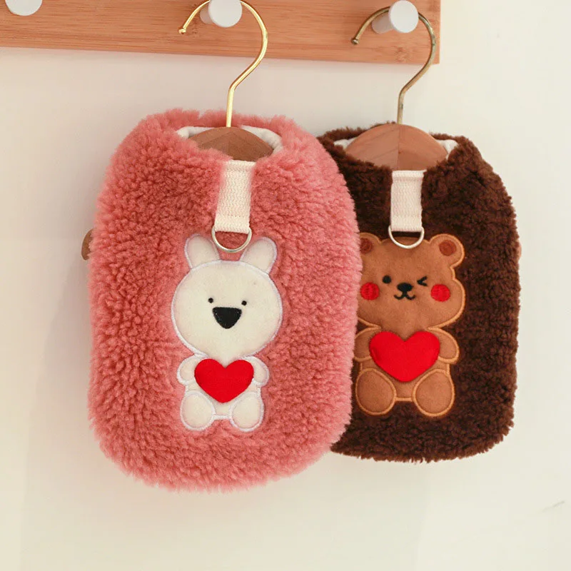 

Winter Dog Clothes Cute Bear Cashmere Dog Vest Warm Pet Puppy Bichon Schnauzer Puppy Coat Walking Dog Traction