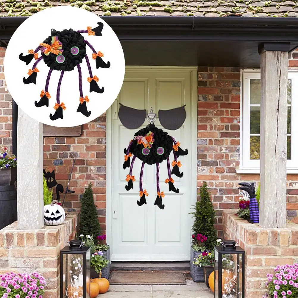 

Witch Halloween Wreath,Witch Legs Decoration Wreath for Front Door,Witch Wreath Hanging Welcome Wreath Sign Halloween Decor N6O4