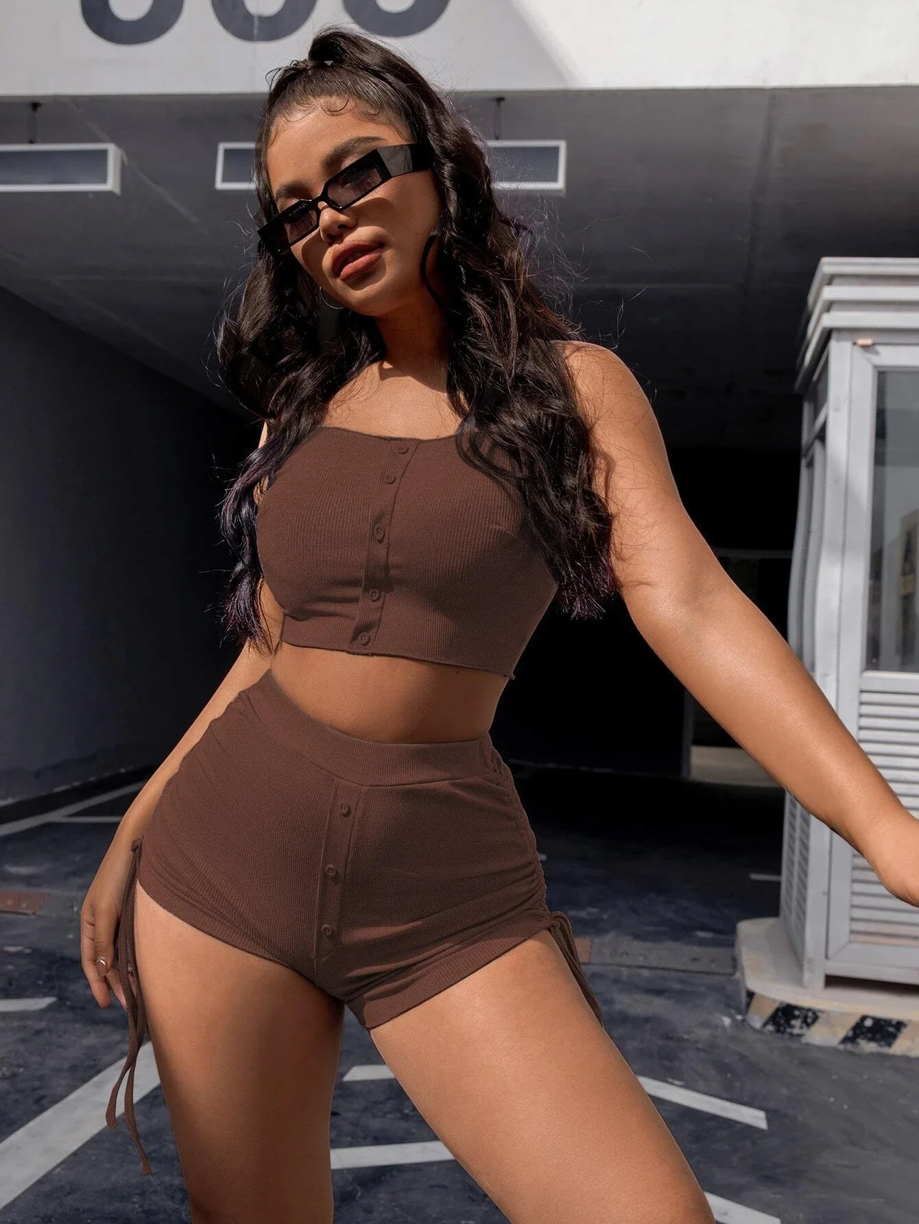 

Crop Cami Top With Drawstring Side Shorts