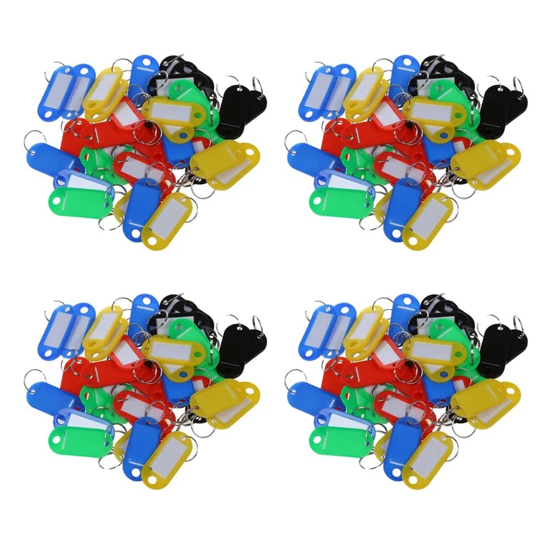 

160 Pcs Split Ring Colorful Plastic ID Tags Name Card Label Key Holder