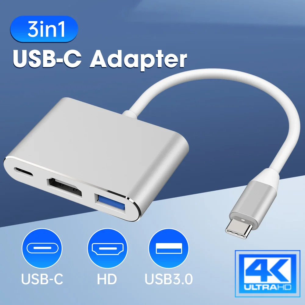 Usb c HDMI-compatible Aluminum Usbc to HDMI-compatible 3.1 Converter Adapter Type c to USB 3.0/Type C Adapter Type-C HUB