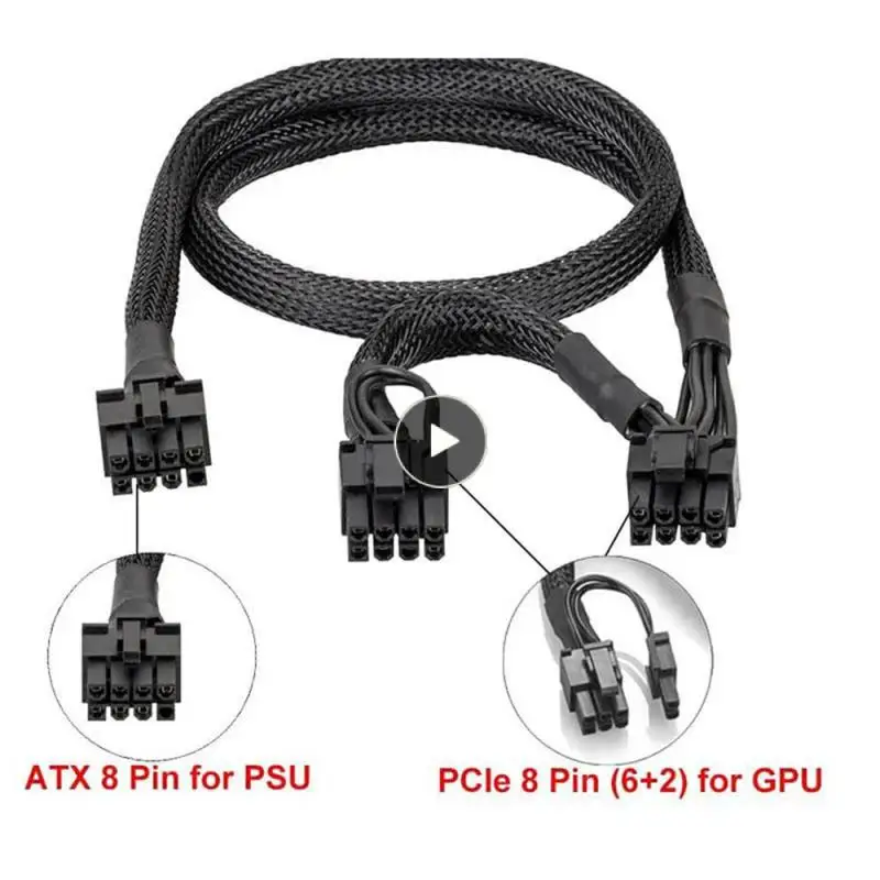 

0.05(kg) 65cm Power Cord 85cm Power Cable Atx 8pin Psu To Gpu Pcie 8p 75cm 75cm Power Cord Electrical Accessories Alloy Black