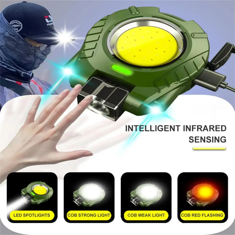 

New sensing cap clip head lamp LED multi-function mini flashlight portable work light strong light night fishing light