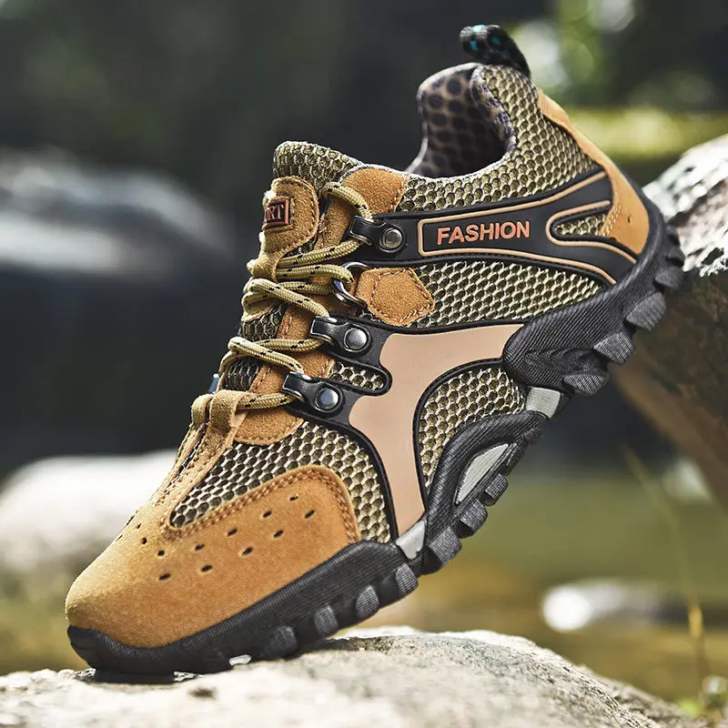 

Men's Hiking Shoe Outdoor Sports Mountaineering Mesh Casual Soft Soled Non Slip Wear-resistant Off-road Walking Lace Up Sneaker