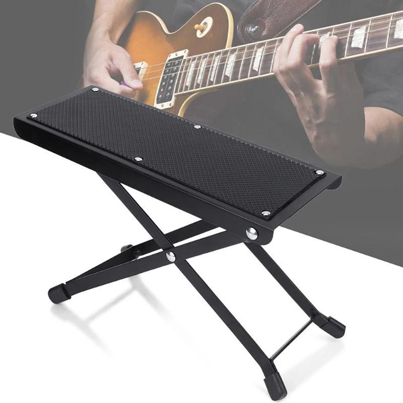

Foldable Guitar Pedal Anti-Slip Guitar Foot Rest Stool Adjustable Height Levels Black Guitar Accessories Parts