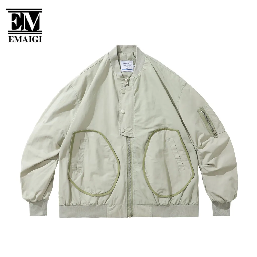 

Men Streetwear Fashion Hip Hop Loose Casual Outdoor Bomber Jacket Cityboy Sportwear Vintage Coat Unisex Overcoat Male Outerwear