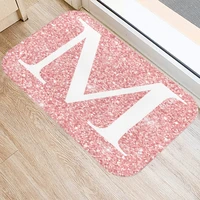 pink spot letter pattern bath kitchen entrance door mat coral velvet carpet doormat indoor floor mats anti slip rug home decor