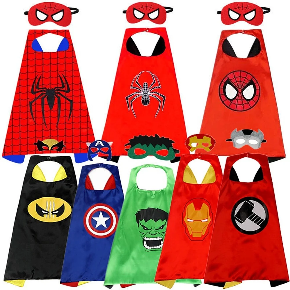 

Marvel Superhero Kids Spiderman Cloak Mask Cosplay Costume Hulk Iron Man Captain America Halloween Avengers Mask Party Gift