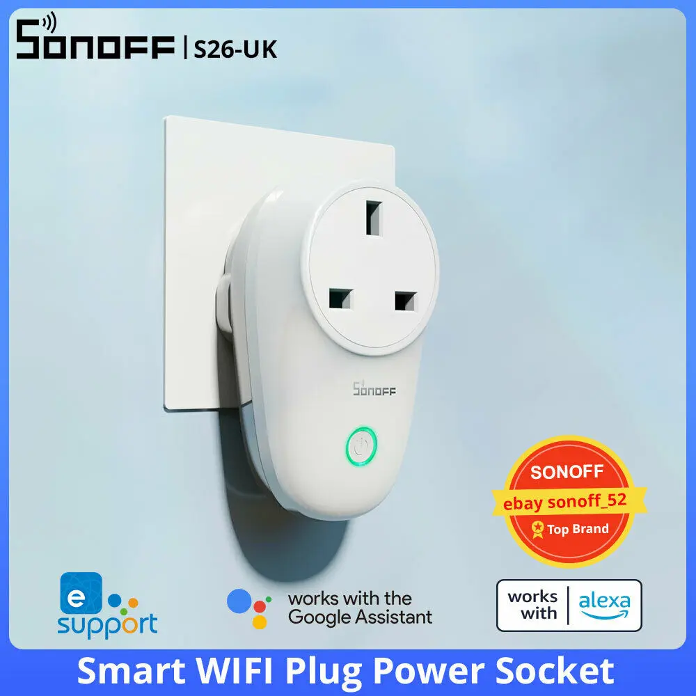 

SONOFF S26 UK WIFI Smart Power Socket Plug Switch Wireless APP Remote Control