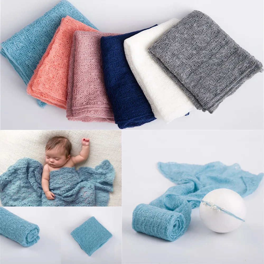 

6 Color Newborn Photography Props Baby Wraps 2pcs Summer Mohair Photo Shooting Accessories Photograph Studio Blanket Backdrop