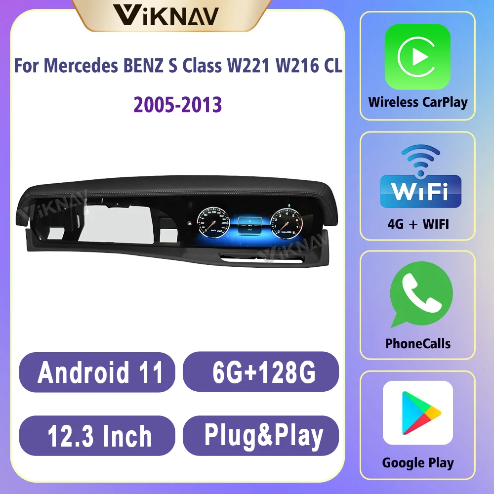 

Android 11 Dual System 12.3Inch 128G Car Radio For Mercedes BENZ S Class W221 W216 CL 2005-2013 Navigation GPS 360 View 1080P
