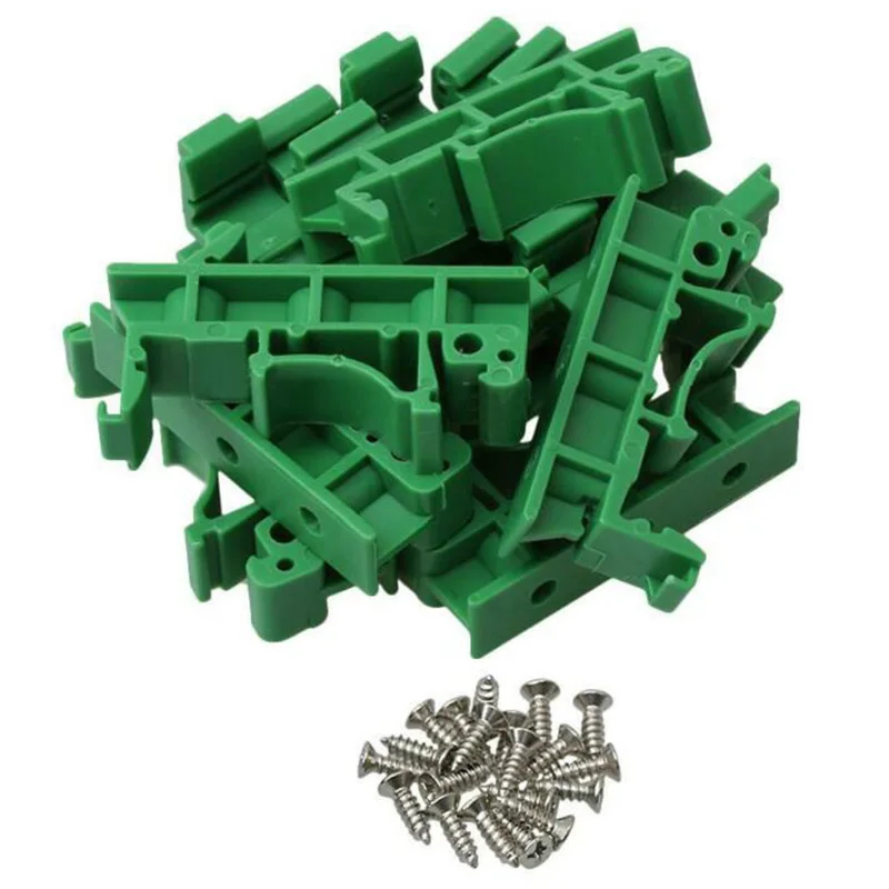 

10Pcs DRG-01 PCB Mounting Brackets Screws Green For DIN 35 Mounting Rails Adapter Replacements Parts