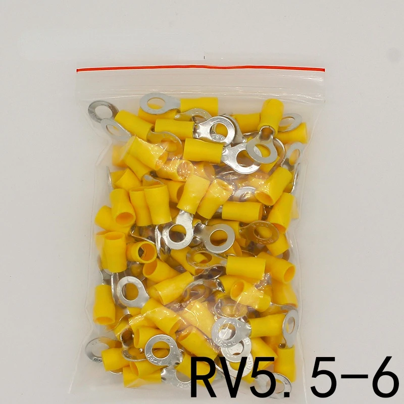 

RV5.5-6 Yellow Ring insulated terminal cable Crimp Terminal suit 4-6mm2 Cable Wire Connector 100PCS/Pack RV5-6 RV