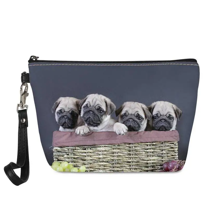 

Новое поступление, вместительная косметичка с милым Мопсом и 3D принтом, модные женские косметички, водонепроницаемые косметические сумочк...