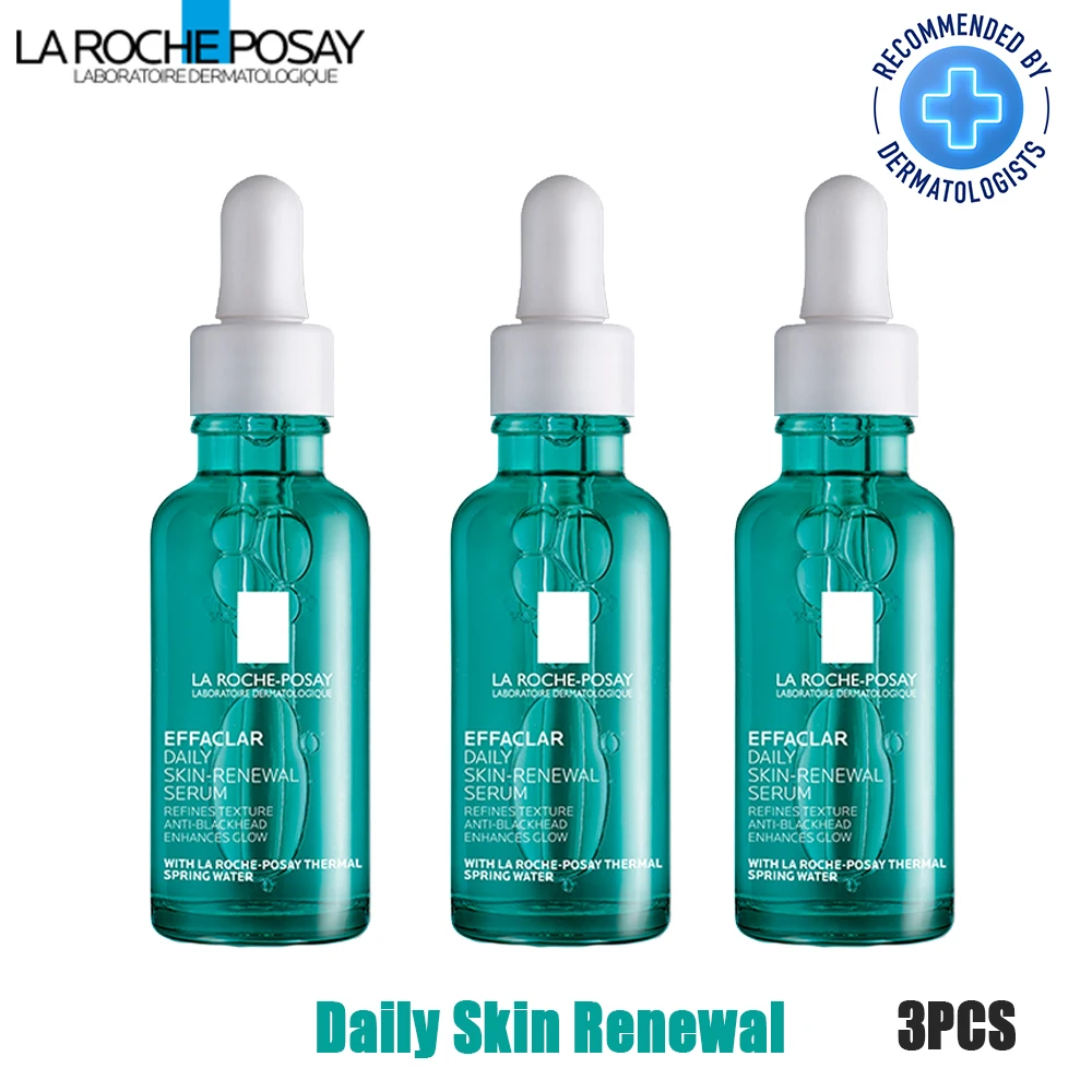 

3PCS La Roche Posay Effaclar Daily Skin Renewal Serum Refines Texture Anti Acne Blackhead Enhances Glow Water Oil Balance 30ml