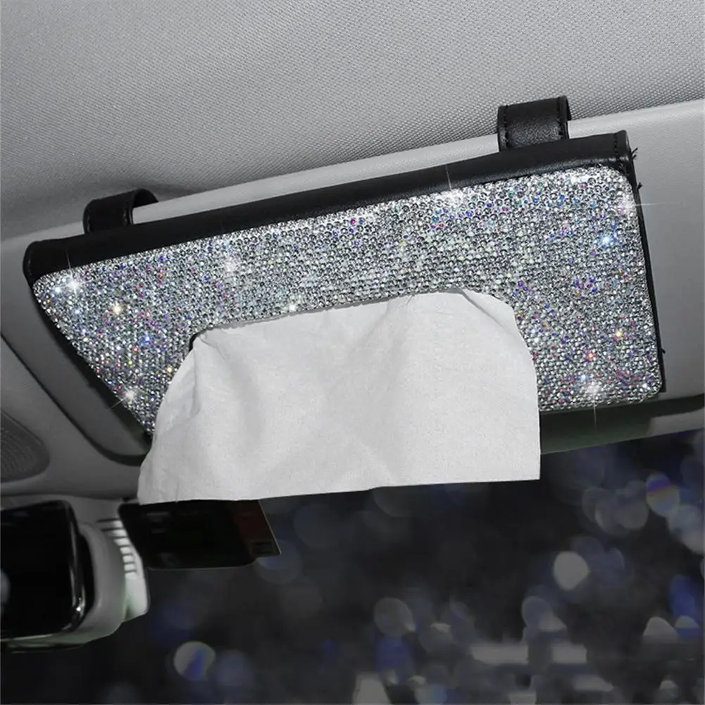 

Sun Visor Napkin Holder Napkin Box Sparkling Fine Stitching Eye-catching Car Visor Paper Towel Case Holder for SUV
