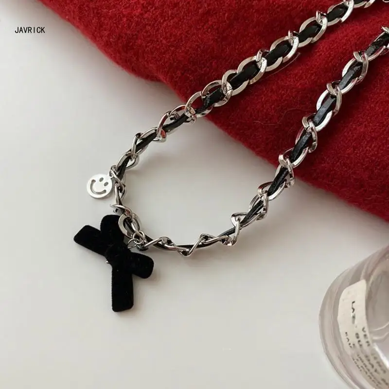 Классическое черное ожерелье с бантом регулируемое колье цепочка на ключицу