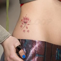 tattoo sticker waterproof ink lotus pink flower chinese stlye temporary fake tatoo water transfer flash tatto for woman girl kid