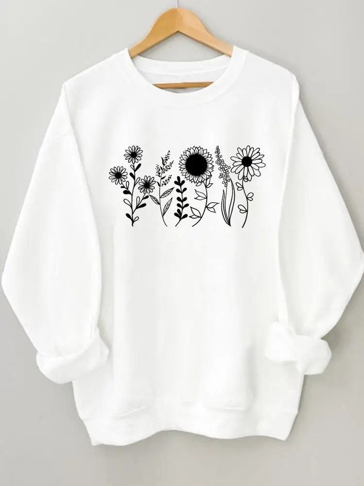 

Свитшот женский с цветочным принтом, Модный Повседневный пуловер в стиле 90-х, с графическим принтом, одежда на каждый день, осень-весна