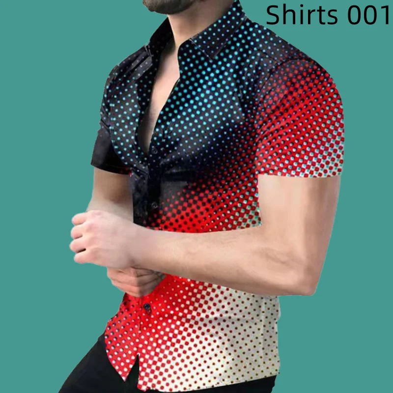 Men Summer  Beach Shirts   Men Clothing Polyester Fiber Hd Digital Printing Oversized Shirt  Mens Short Sleeve Print Shirt Tops
