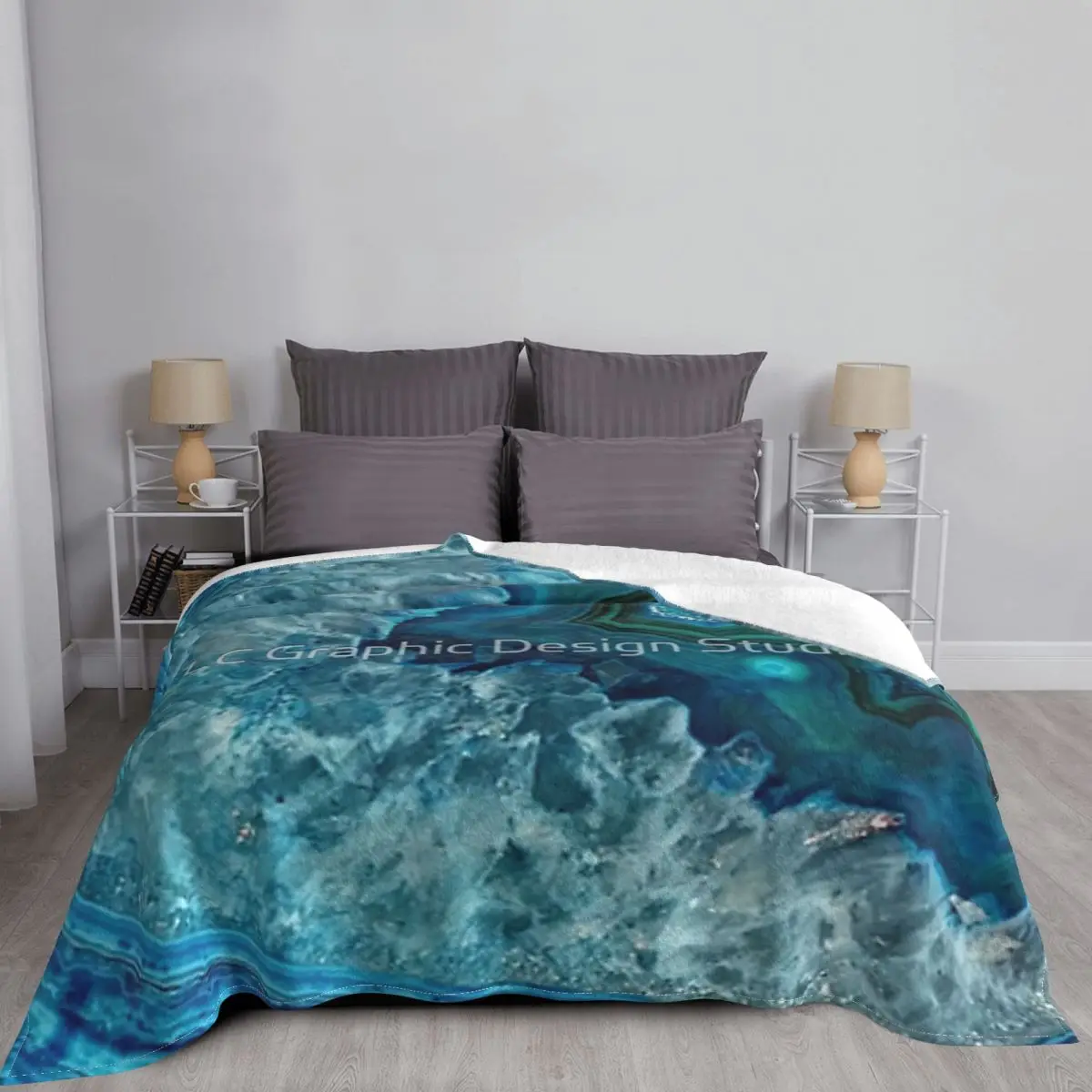 Одеяло цвета морской волны голубого камня агата минеральных кристаллов