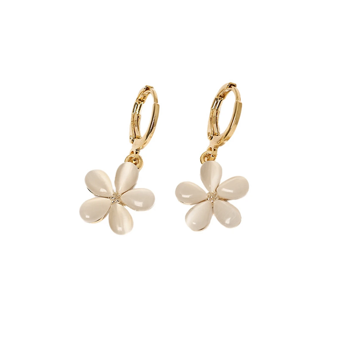 WAKA Элегантные женские серьги-капли с цветочным принтом глянцевым белым