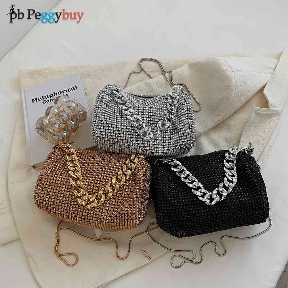 

Fashion Diamonds Shoulder Bags Women Shiny Rhinestones Chain Crossbody Tote for Women Birthday Party Present