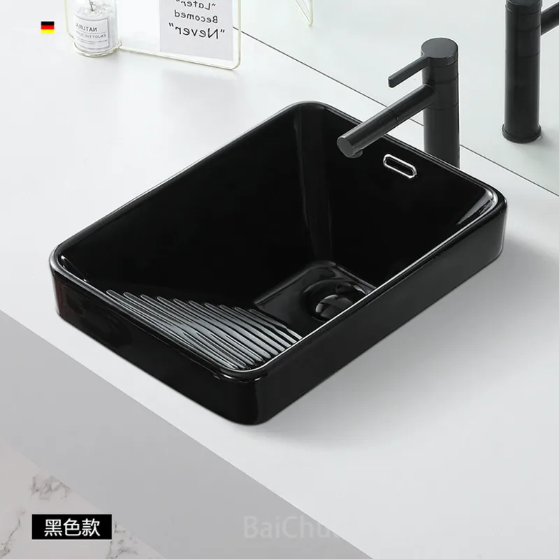 

Simple Nordic Modern Washboard Basin Ceramic Bathroom Sinks Single Basin Embedded Washbasin Small Bathroom Sink For Kitchen