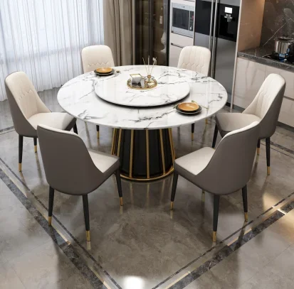 Фото # Nordic Esstisch Basis Marmorplatte Möbel Sinter stein Edelstahl для Wohnzimmer Hotel №1