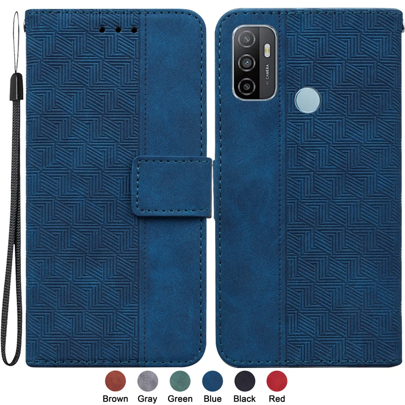 

For Oppo A53 Oppo A33 2020 6.5" Capa for Funda Oppo A53s 5G 6.52" Case Fashion Magnetic Geometric Textile Wallet Book Cover