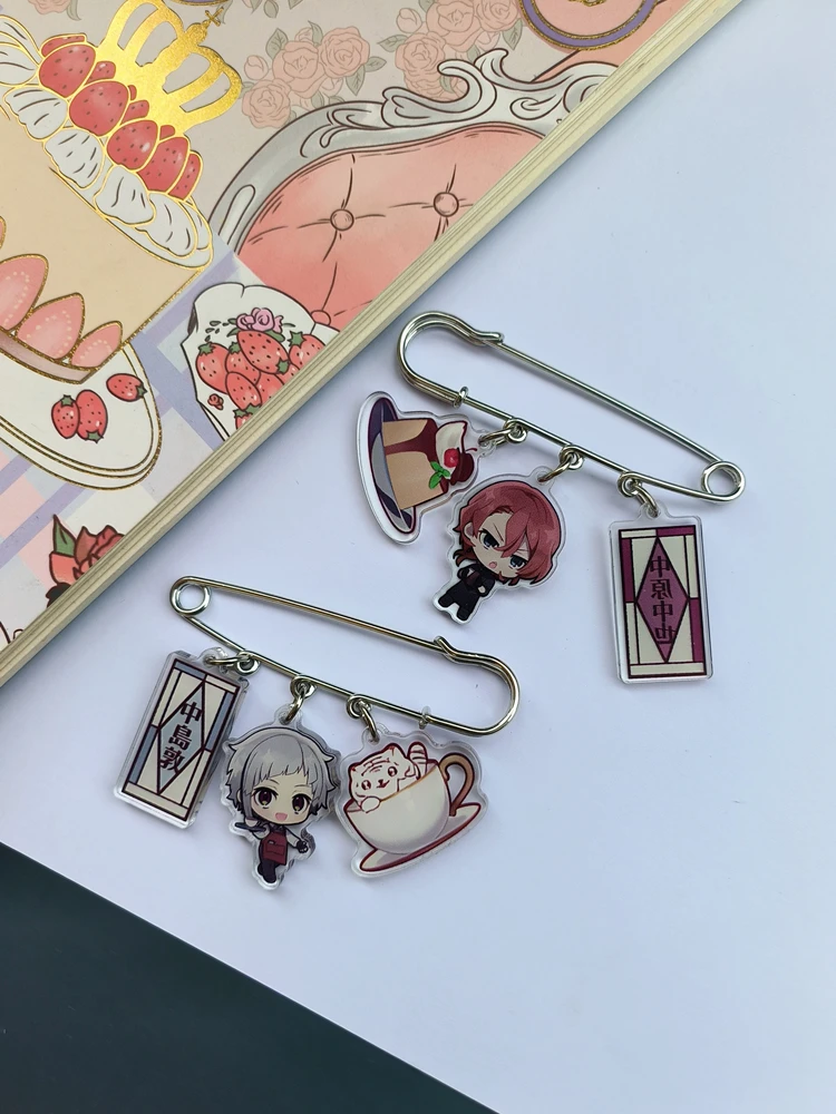 Аниме Bungo Stray Dogs Dazai Osamu Nakahara Chuya Ryunosuke Akutagawa Izumi Kyouka Косплей Булавка Брошь Нагрудник